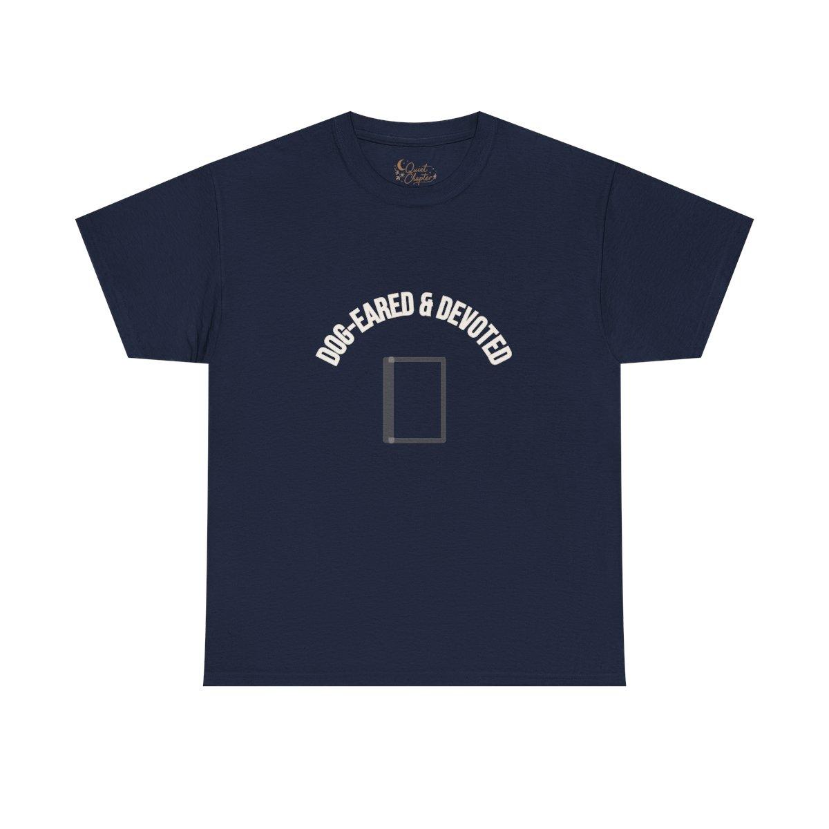 Dog Eared and Devoted Shirt, Book Lover T-Shirt, Bookish Tee, Reader Gift, BookTok Shirt, Literary Girl Tee, Charcoal Reading Shirt - navy