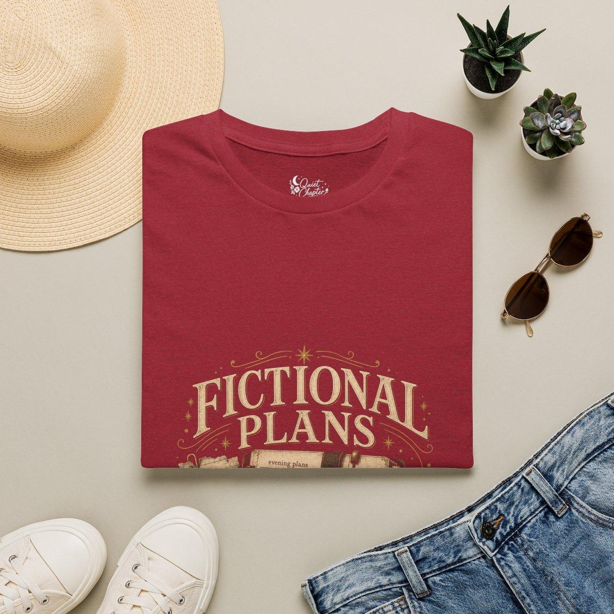 Fictional Plans Shirt, Book Lover T-Shirt, Reader Planning Tee, Book Club Gift for Readers, Quiet Chapter Apparel - Antique Cherry Red