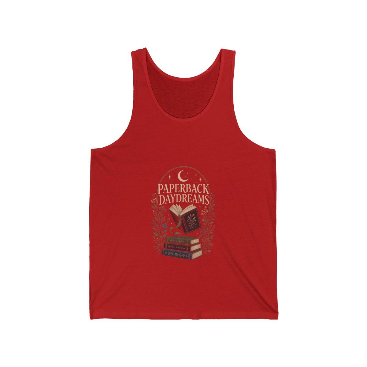 Paperback Daydreams Tank Top, Book Lover Summer Shirt, Cozy Literary Reader Gift, Quiet Chapter Apparel - Red