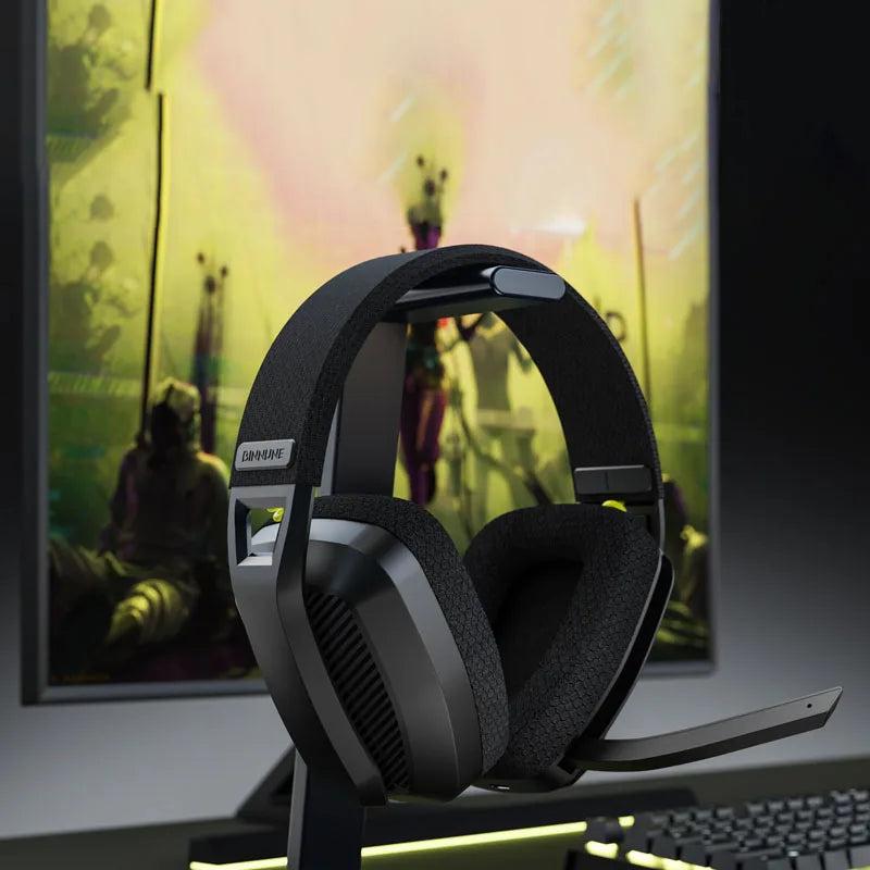 BINNUNE 2.4GHz Wireless Gaming Headset with Mic for PS5 PS4 PC Mac Playstation Bluetooth Gaming Headset with Microphone — White Blue