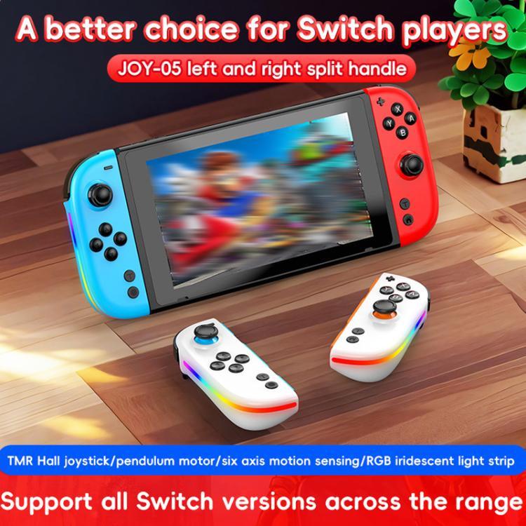 For Nintendo Switch JOY-05 Split Controllers TMR Hall Effect Joysticks, 6-Axis Motion & RGB Lighting — White