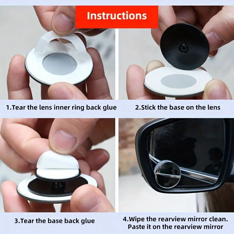 2pcs 360° Rotatable Car Blind Spot Mirrors – Universal Wide-Angle Convex Mirror for Cars, SUVs, Trucks & RVs | Driving Safety & RV Awnings Accessories