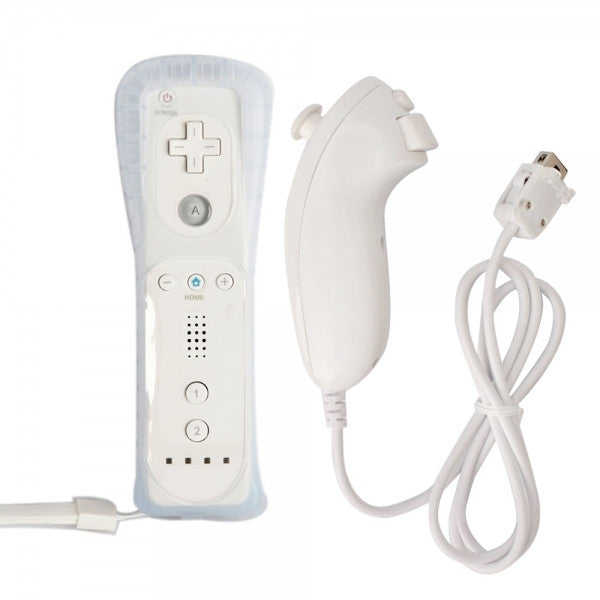 Classic Remote + Nunchuck Controller + Silicone Case for Wii / Wii Mini Multi Color  - White - Wii Accessories - Althemax - 2