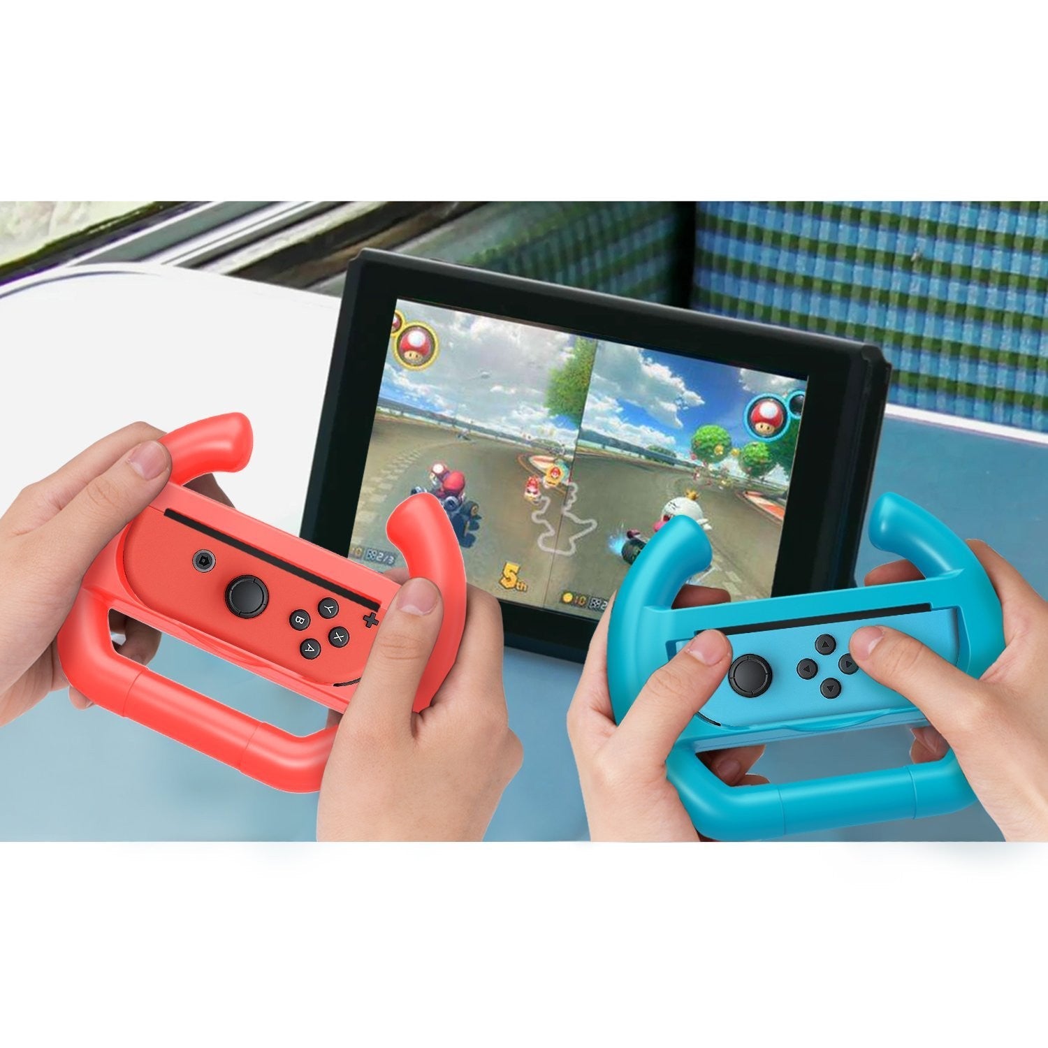 Black 2 x Race Car Controller Remote dock steering Wheel Accessory Joy-Con For Nintendo Switch Mario Cart