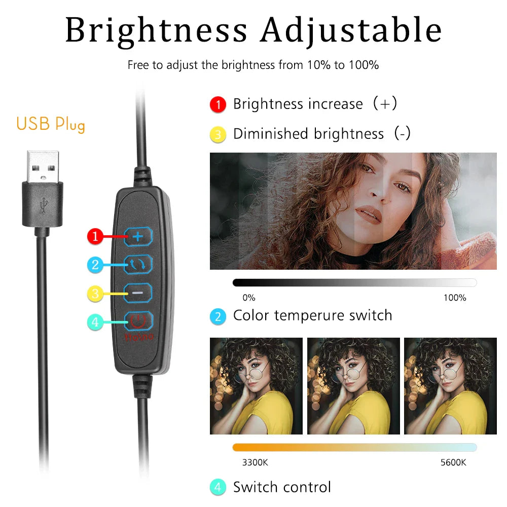 6 inch LED Photography Video Light Panel RGB Filters Lighting Photo Studio Lamp Kit For Shoot Live Streaming Ring Light Tripod