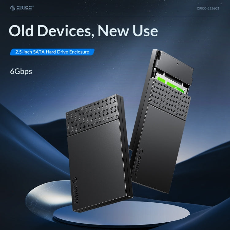 ORICO ORICO-2526C3-V1 2.5 inch USB 3.0 USB-A to Type-C Hard Drive Enclosure External Storage Case (Black)