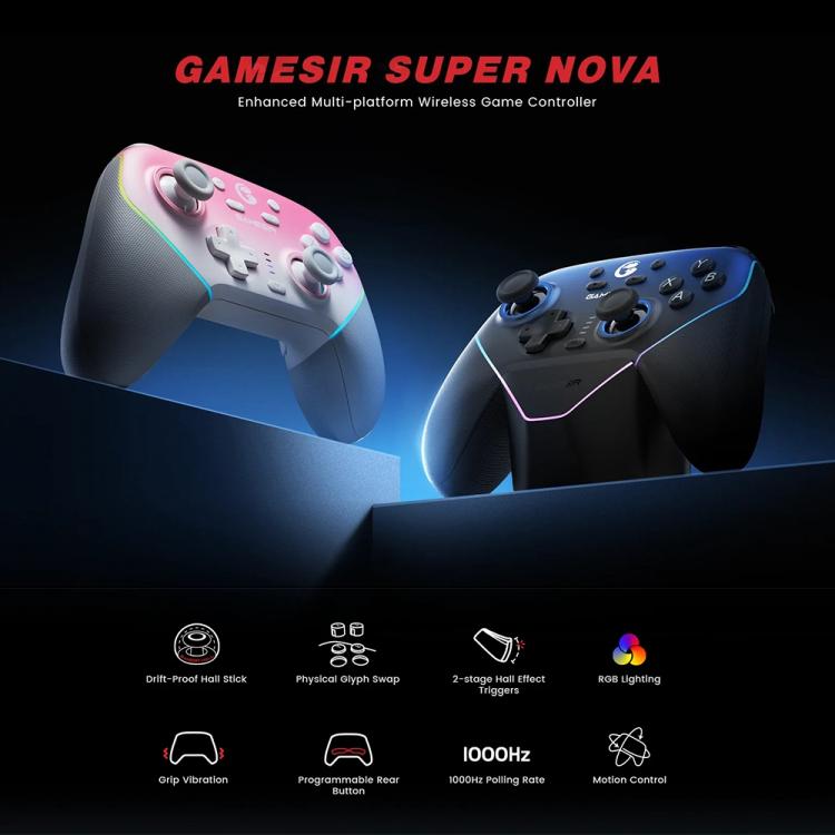 GameSir Super Nova T4 Nova Pro Tri-Mode Wireless Game Controller for PC / Steam / Switch / iOS / Android