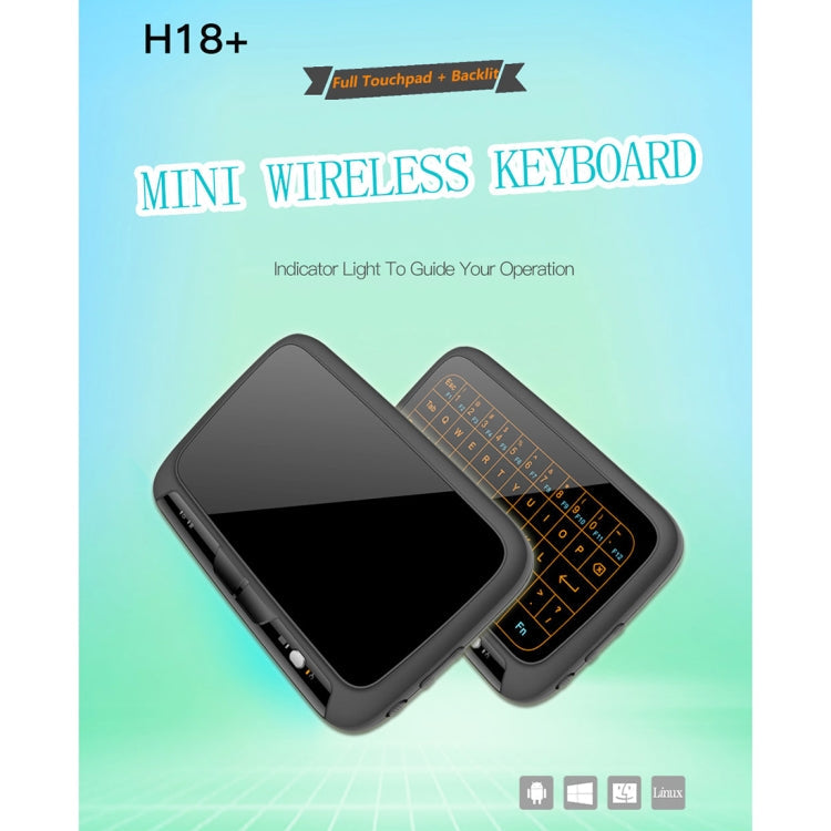 H18+ 2.4GHz Mini Wireless Keyboard Full Touchpad with 3-Level Adjustable Backlight(Black)