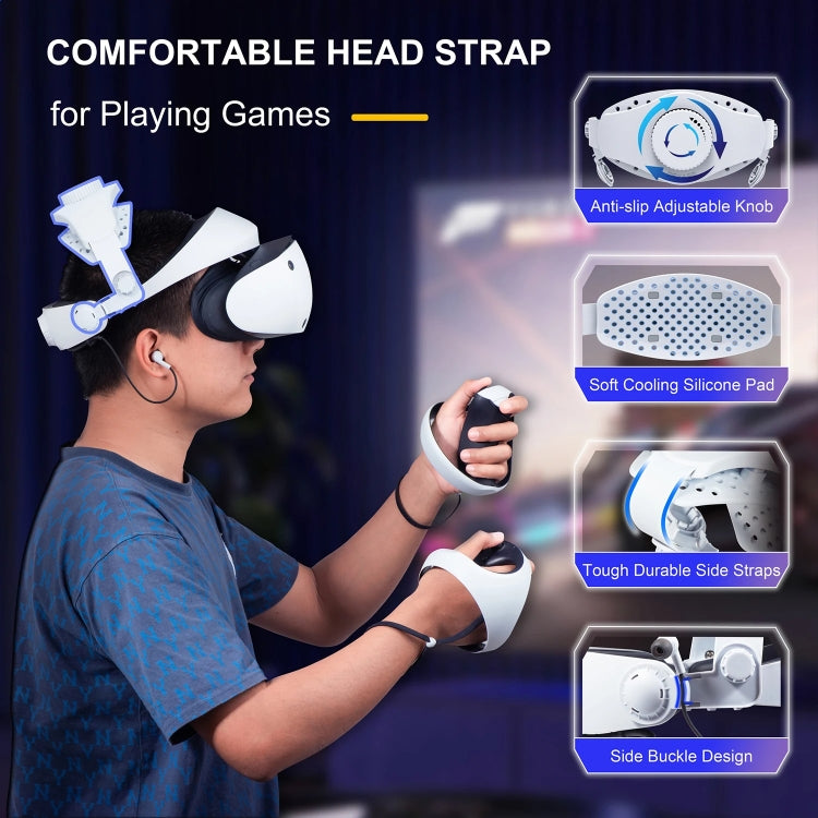 DEVASO For PlayStation VR 2 Elite Headband Non-Slip Comfortable Weight Reducing Headband(White)