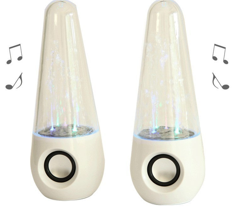 Round LED Dancing Water Music Fountain Light Computer Speaker / Iphone5S /PC /Laptop White - Computer Speakers - Althemax - 1