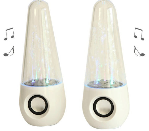 Bluetooth 2in1 Round LED Dancing Water Music Fountain Light Computer Speaker Iphone PC Laptop White - Computer Speakers - Althemax - 1