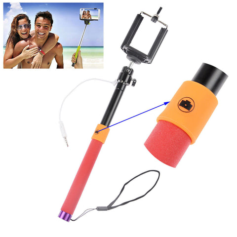 Wired 3.5mm With Sponge Anti Slip Remote Extendable Shutter Selfie Monopod Stick Red Orange - Tripods & Monopods - Althemax - 1