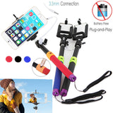 Wired 3.5mm With Sponge Anti Slip Remote Extendable Shutter Selfie Monopod Stick Blue Purple - Tripods & Monopods - Althemax - 4