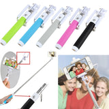 Fashion Extendable Wired Remote Shutter Selfie Stick Monopod For iPhone Smartphone - Pink - Tripods & Monopods - Althemax - 3