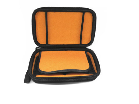 Althemax® 手提箱 保護性硬質便攜式手提箱 手提箱 多袋 橙色內飾 適用於 Nintendo Switch 黑色