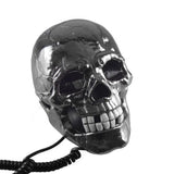 Black Scary Cool Skull Skeleton Shaped Telephone Corded Phone with Blue Led Flashing Eyes Halloween Gifts - Telephone - Althemax - 3