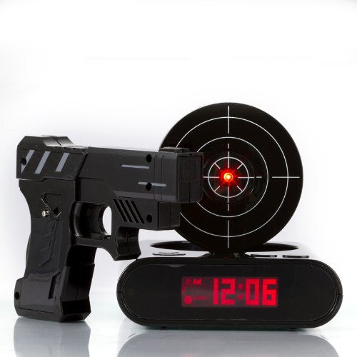 Shooting Laser Toy Gun Alarm Clock Target Panel Shooting LCD Screen Toy Games Gifts Black - Alarm Clocks - Althemax - 1