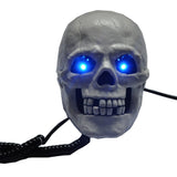 White Scary Cool Skull Skeleton Shaped Telephone Corded Phone with Blue Led Flashing Eyes Halloween Gifts - Telephone - Althemax - 3