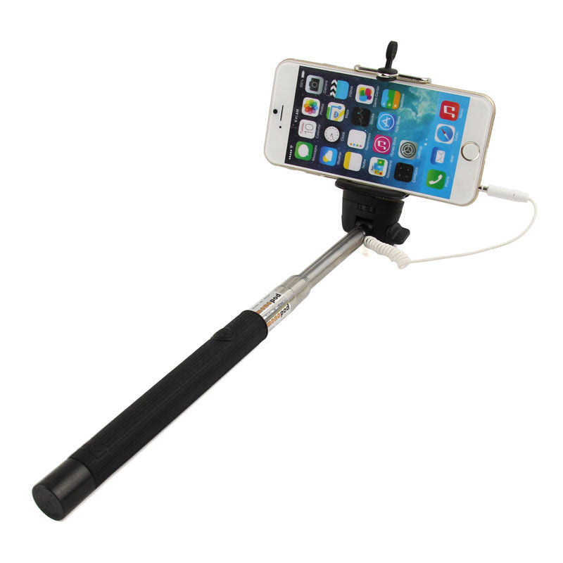 Black 3.5mm Extendable Selfie Wired Stick Phone Holder Remote Shutter Monopod For smartphone iphone - Tripods & Monopods - Althemax - 4