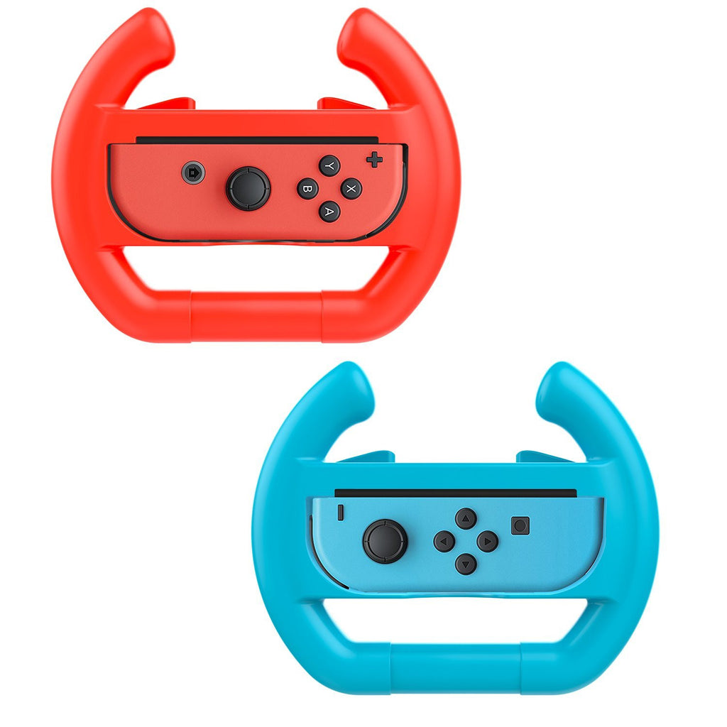 紅色和藍色 2 x 賽車控制器遠程底座方向盤配件 Joy-Con 適合任天堂 Switch 馬里奧賽車遊戲