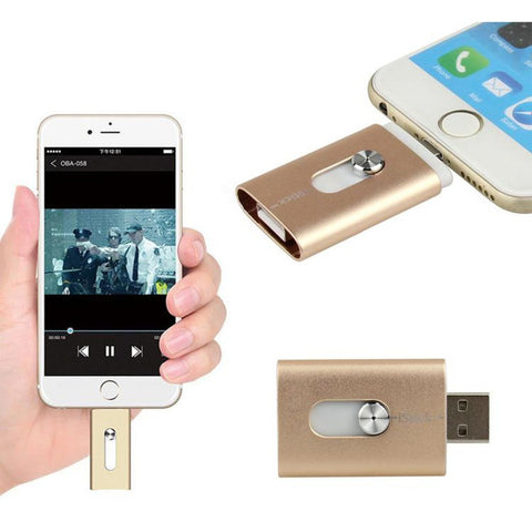 New 16GB Gold USB i-Flash Drive U Disk 8 pin Memory Stick Adapter For iPhone 5S 6S plus iPad - Cellphone Accessory - Althemax - 1