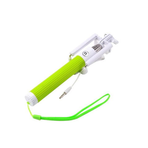 Fashion Extendable Wired Remote Shutter Selfie Stick Monopod For iPhone Smartphone - Green - Tripods & Monopods - Althemax - 1